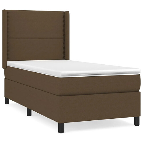 Maison Chic Structures de lit + matelas,Lit à sommier tapissier avec matelas Marron foncé 80x200 cm -MN51379