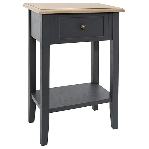 Pegane Table de chevet coloris gris foncé avec 1 tiroir - L.45 x l.30 x H.67 cm