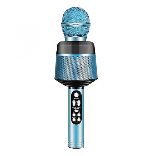 Universal 2021 Nouveau Q008 Karaoké Microphone Bluetooth sans fil Karaoké Portable Microphone Haut-parleur Lecteur KTV Anniversary Party (Bleu)