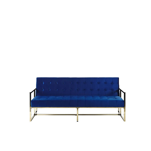 Beliani Canapé convertible 3 places en velours bleu cobalt MARSTAL