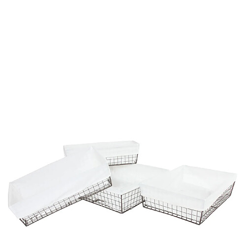 Mendler Lot de 4 paniers Tanta, paniers de conservation pour la salle de bain, métal avec enveloppe en tissu