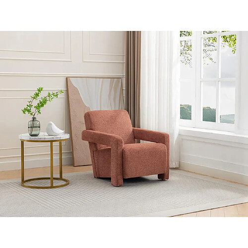 Vente-Unique Fauteuil en tissu texturé terracotta ISPARTA