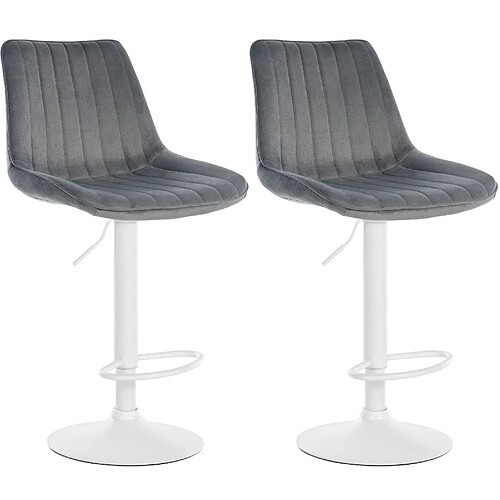 Non Lot de 2 tabourets de bar Toni velours blanc