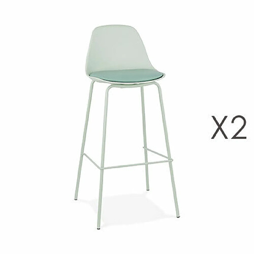 Mes Lot de 2 tabourets de bar H75 cm vert clair - ADRYA