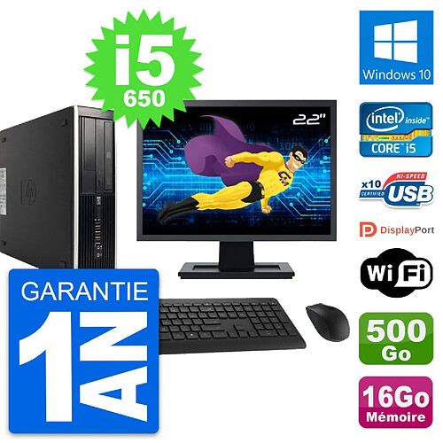 PC HP 8100 SFF Ecran 22" Core i5-650 RAM 16Go Disque 500Go Windows 10 Wifi · Occasion