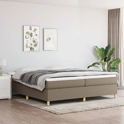 vidaXL Sommier à lattes de lit avec matelas Taupe 200x200 cm Tissu