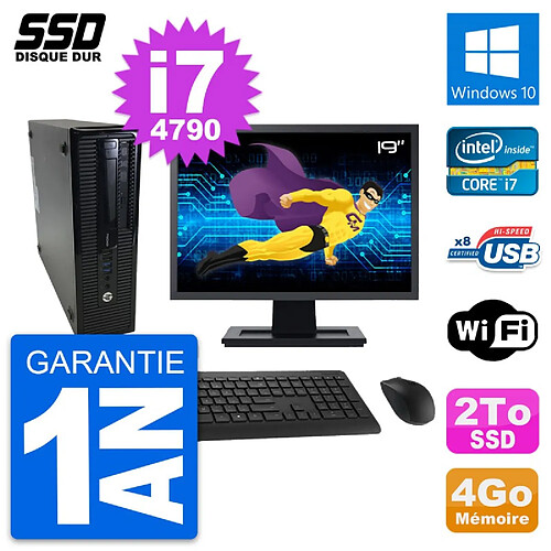 PC HP ProDesk 400 G1 SFF Ecran 19" Intel i7-4790 RAM 4Go SSD 2To Windows 10 Wifi · Occasion