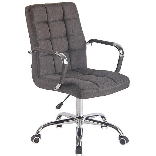 Decoshop26 Fauteuil de bureau sur roulettes hauteur réglable pivotant accoudoirs en tissu gris foncé 10_0002470