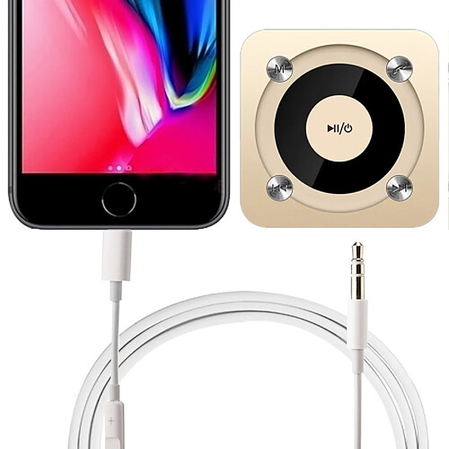 Wewoo Pour iPhone X / blanc 8 et 8 Plus / 7 7 Plus / 6 6s 6 Plus 6s Plus / iPad 1m Lightning à 3.5mm câble audio auxiliaire contrôle de ligne,