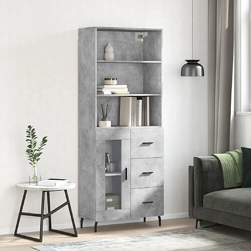 Maison Chic Buffet,Meuble de Rangement,commode pour salon,Cuisine Gris béton 69,5x34x180 cm Bois d'ingénierie -MN86251