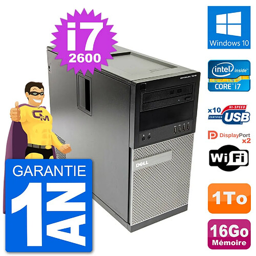 PC Tour Dell 7010 Intel Core i7-2600 RAM 16Go Disque Dur 1To Windows 10 Wifi · Occasion