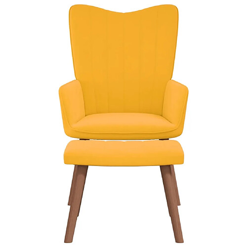 Maison Chic Chaise de relaxation | Fauteuil relax avec repose-pied Jaune moutarde Velours -GKD36184