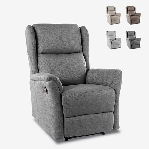 LE ROI DU RELAX Fauteuil relax inclinable manuel en tissu équipé d'un repose-pied Hope | Couleur: Gris foncé