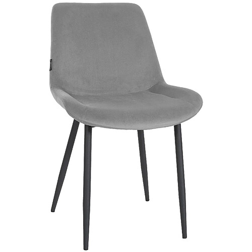 Decoshop26 Chaise de salle à manger design moderne assise en velours gris et pieds en métal noir 10_0002156