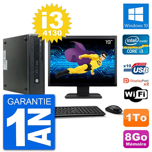 PC HP EliteDesk 800 G1 Ecran 19" Core i3-4130 RAM 8Go Disque 1To Windows 10 Wifi · Occasion