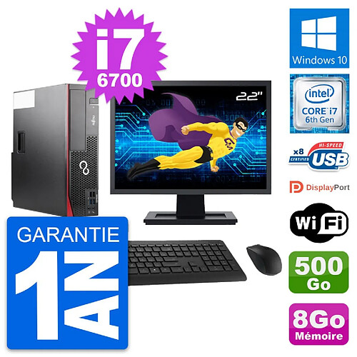 PC Fujitsu D556 DT Ecran 22" Intel i7-6700 RAM 8Go Disque 500Go Windows 10 Wifi · Occasion