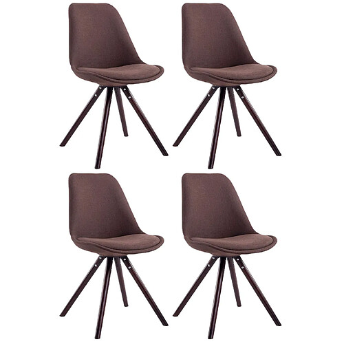 Decoshop26 4 chaises de salle à manger style scandinave en tissu marron pieds rond en bois marron CDS10339