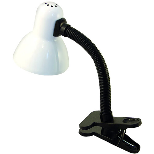 VELAMP CHARLESTON CLIP: Lampe de bureau avec culot E27 et clip, blanc