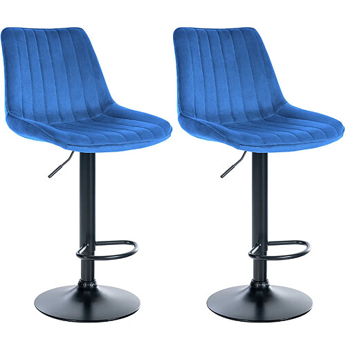 Non Lot de 2 tabourets de bar Toni velours noir