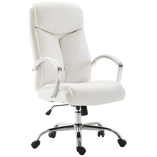 Decoshop26 Fauteuil de bureau en synthétique blanc réglable BUR10260