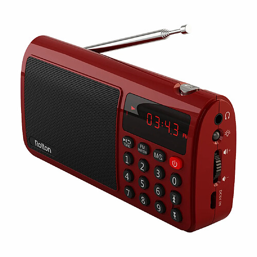 Universal Rawton T50 Portable World Band FM/Ondes moyennes/Ondes courtes Haut-parleur radio stéréo Lecteur de musique MP3 Carte SD/TF PC iPod Téléphone mobile | Ondes moyennes FM/Ondes courtes | Radio stéréo(Rouge)