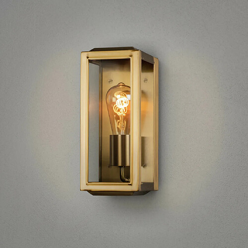 Lumière Lanterne Murale Extérieure Moderne Petite E27 Laitonnée Avec Verre Clair, IP44