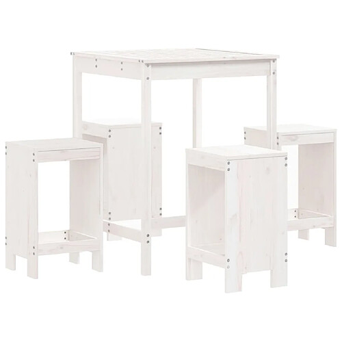 Maison Chic Table de bar et chaises d'extérieur 5 pcs,Ensemble de bar de jardin pour relax blanc bois massif de pin -GKD875745