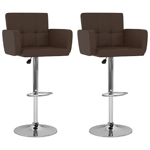 vidaXL Tabourets de bar lot de 2 marron similicuir