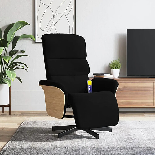 Maison Chic Fauteuil inclinable,Fauteuil luxe de relaxation de massage avec repose-pieds noir tissu -MN39876