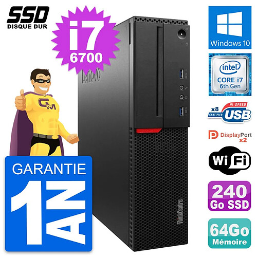 PC Lenovo ThinkCentre M800 SFF Intel i7-6700 RAM 64Go SSD 240Go Windows 10 Wifi · Occasion