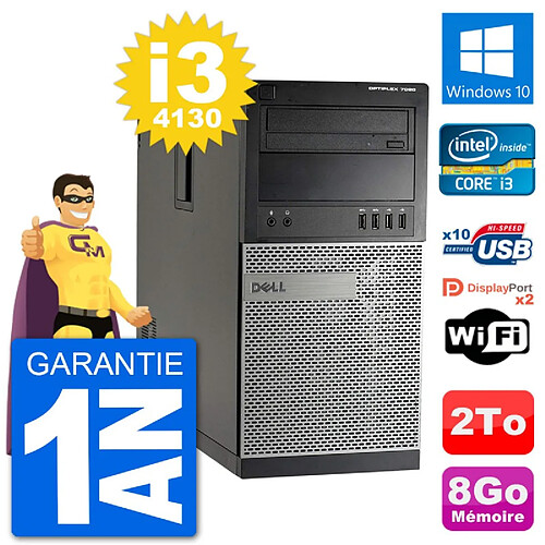 PC Tour Dell 7020 Intel Core i3-4130 RAM 8Go Disque Dur 2To Windows 10 Wifi · Occasion