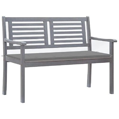 vidaXL Banc de jardin 2 places avec coussin 120 cm Gris Eucalyptus