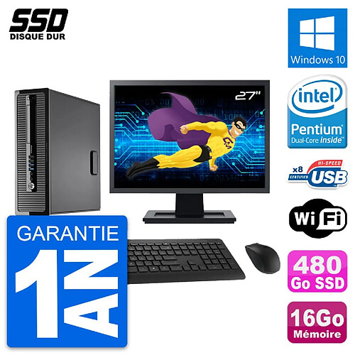 PC HP ProDesk 400 G1 SFF Ecran 27" G3220 RAM 16Go SSD 480Go Windows 10 Wifi · Occasion