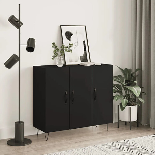 vidaXL Buffet noir 90x34x80 cm bois d'ingénierie