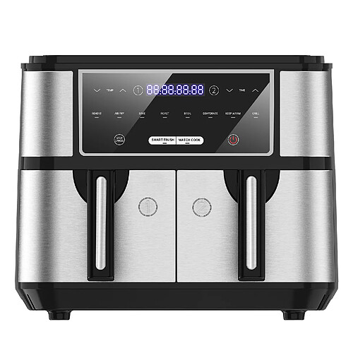 iceagle Friteuse à air chaud, Dual Zone, Airfryer KDF-5515DT ,9L, 2600W, 8 modes de cuisson,4.5L+4.5L