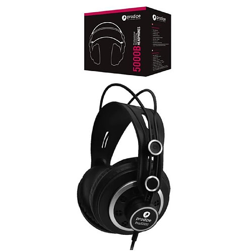 Prodipe Casque SONO Audio Studio Professionnel PRO 5000 NOIR, Casque Filaire 3.5mm + Adaptateur 6.35mm, Casque de Monitoring, Son Parfait