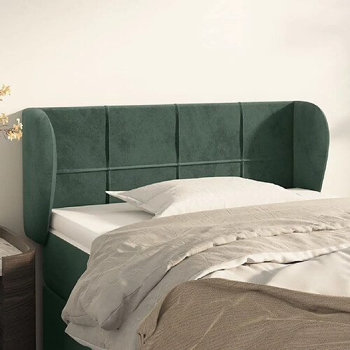 Tête de lit scandinave avec oreilles,meuble de chambre Vert foncé 93x23x78/88 cm Velours -MN89555