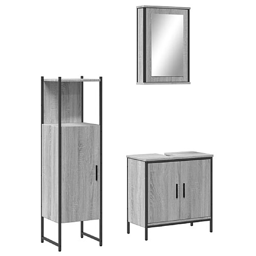 Maison Chic Armoire de Bain | Ensemble de 3 meubles salle de bain Sonoma gris -GKD33721