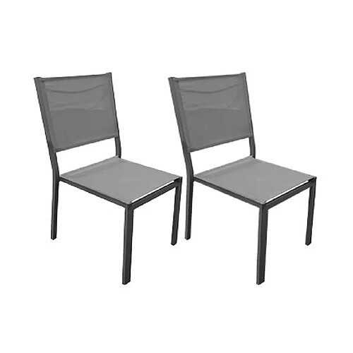 Mes Lot de 2 chaises en aluminium et textilène coloris gris