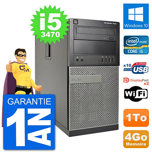 PC Tour Dell 7010 Intel Core i5-3470 RAM 4Go Disque Dur 1To Windows 10 Wifi · Occasion