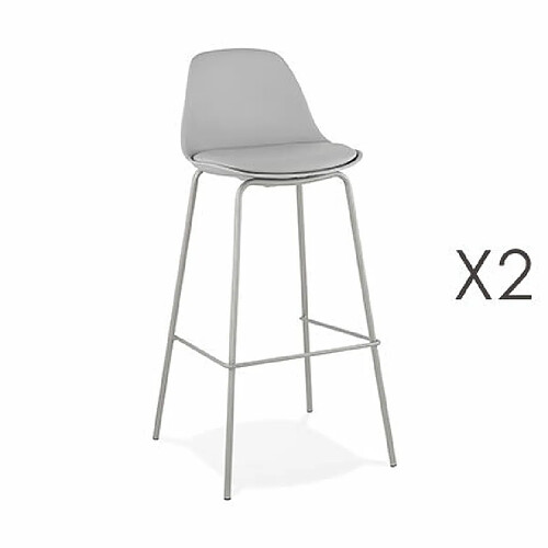 Mes Lot de 2 tabourets de bar H75 cm gris - ADRYA