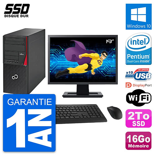 PC Tour Fujitsu P720 Ecran 19" Intel G3220 RAM 16Go SSD 2To Windows 10 Wifi · Occasion