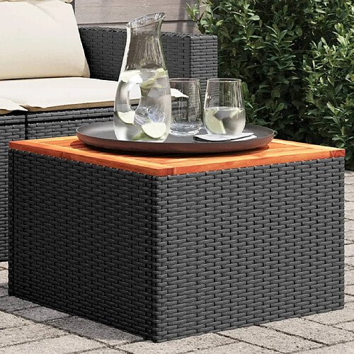 vidaXL Table de jardin noir 55x55x37 cm résine tressée et bois acacia