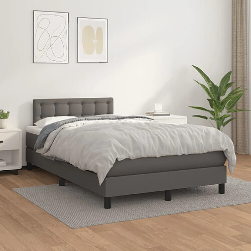 vidaXL Sommier à lattes de lit avec matelas Gris 120x200 cm Similicuir