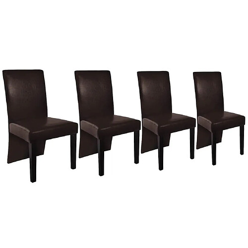 Decoshop26 Lot de 4 chaises de salle à manger cuisine design moderne synthétique marron foncé CDS021691