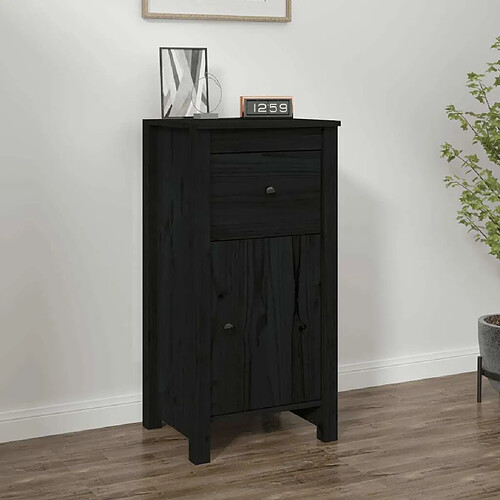 Maison Chic Buffet,Meuble de Rangement,commode pour salon,Cuisine Noir 40x35x80 cm Bois massif de pin -MN65065