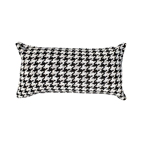 Coussin avec Rembourrage Design Pied-de-Poule Ribe Kuatéh Noir et Blanc 55x30 cm