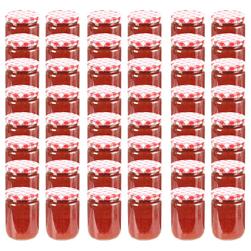 vidaXL 48 pcs Pots à confiture Couvercle blanc et rouge Verre 230 ml