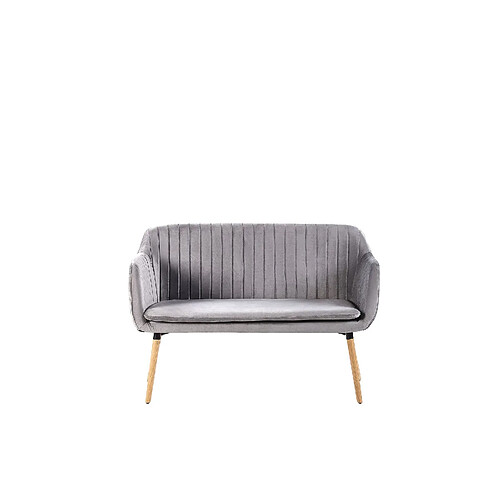 Beliani Canapé banquette 2 places en velours gris clair TABY