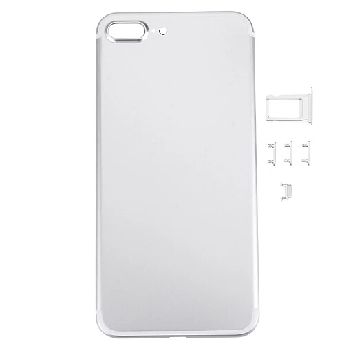 Wewoo Coque arrière argent pour iPhone 7 Plus couverture arrière + porte-cartes + touche de contrôle du volume + bouton d'alimentation + de vibreur interrupteur muet couvercle du boîtier Assemblée complète pièce détachée 5 en 1